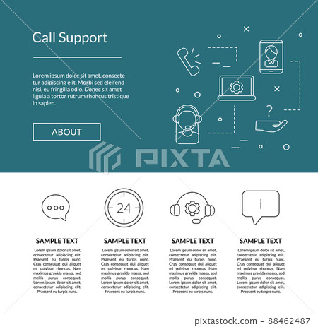line call support center icons landing page template illustration line call support center icons landing page template illustration 88462487