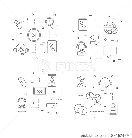 line call support center icons infographic concept illustration line call support center icons infographic concept illustration 88462489