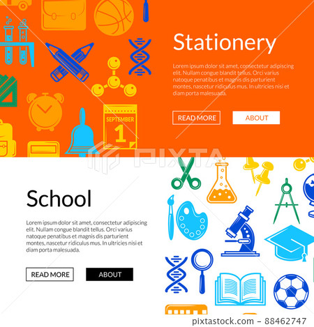 back to school stationery web banner templates illustration 88462747