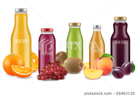 Fresh juice set and fruits illustration 88463130