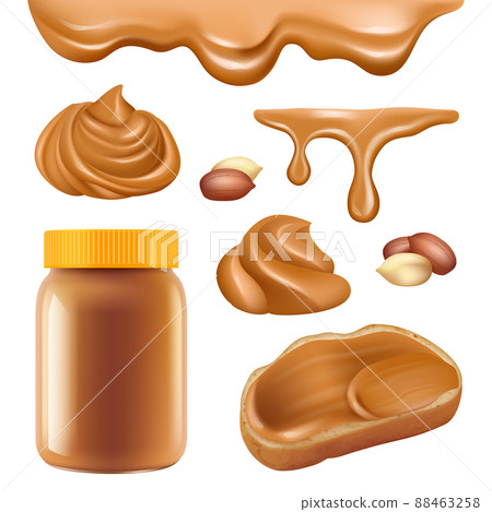Peanut butter. Healthy dessert chocolate protein oily cream for sandwich spread caramel food realistic pictures Peanut butter. Healthy dessert chocolate protein oily cream for sandwich spread caramel food realistic pictures 88463258