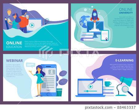 Online education landing. Website promo page template for distance courses or trainings and tutorials ui layout Online education landing. Website promo page template for distance courses or trainings and tutorials ui layout 88463337