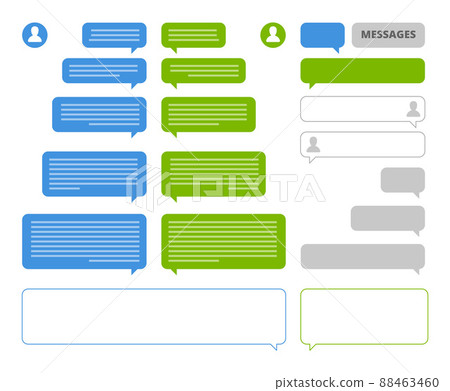 App bubbles. Chat client speech bubbles frames for mobile messenger social talk or sms sending chatting blank boxes App bubbles. Chat client speech bubbles frames for mobile messenger social talk or sms sending chatting blank boxes 88463460