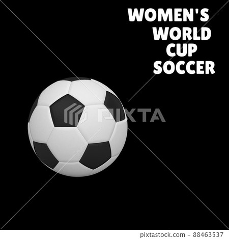 Women's world cup soccer text banner and soccer ball icon against black background Women's world cup soccer text banner and soccer ball icon against black background 88463537