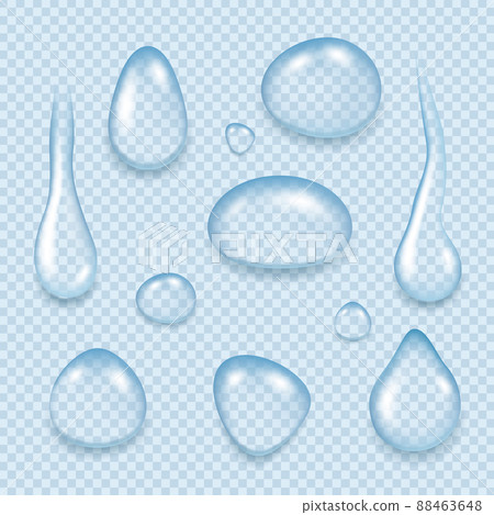 Water drops. Aqua fresh liquid splashes clean realistic drops of water template Water drops. Aqua fresh liquid splashes clean realistic drops of water template 88463648