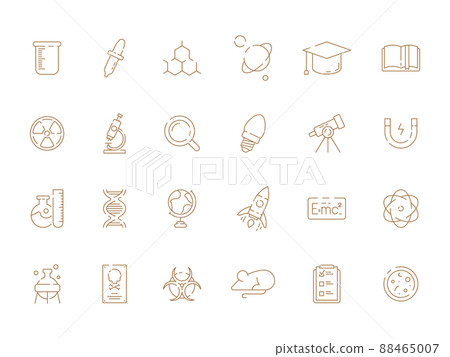 Science icon. Laboratory or factory chemical physical equipment lens magnets medical lamp testing tools signs Science icon. Laboratory or factory chemical physical equipment lens magnets medical lamp testing tools signs 88465007