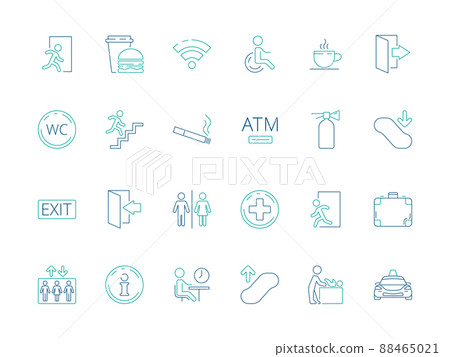 Public symbols. Navigate pictogram disabled toilet wifi bathroom public icon collection 88465021