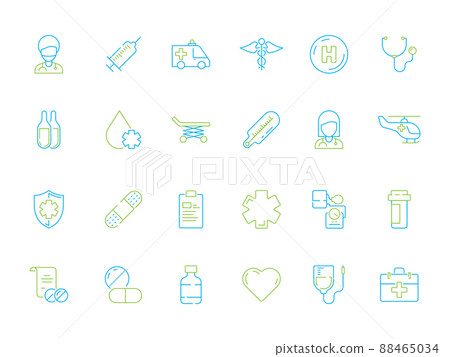 Medicine icon. Hospital doctor healthcare medical drugs pills and other thin line symbols Medicine icon. Hospital doctor healthcare medical drugs pills and other thin line symbols 88465034