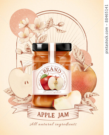 Vintage sketching apple jam ad 88465141