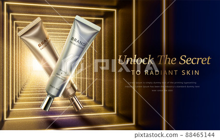 3d gold tunnel cosmetic product ad 88465144