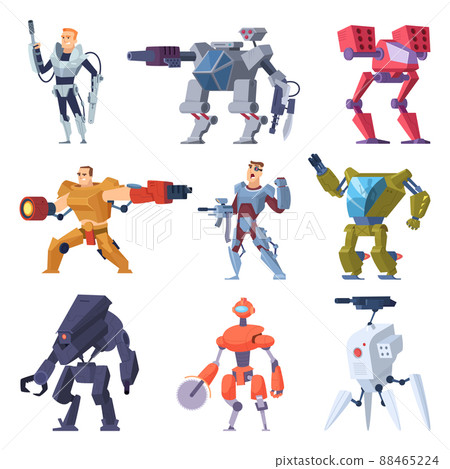 Combat robots. Armor transformers android protective electronic soldier future weapon characters 88465224