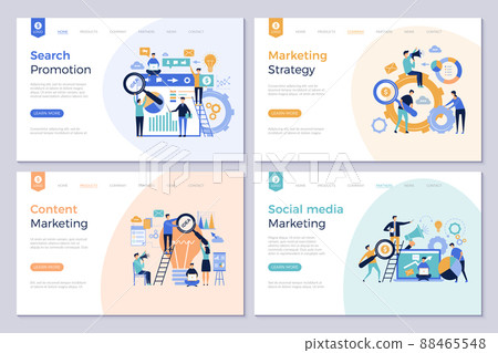 Business landing pages. Marketing website design layout template people promotion modern pictures 88465548