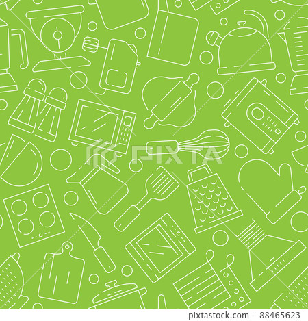Kitchen pattern. Cooking items baking food spoon fork knife pictures for seamless print texture design 88465623