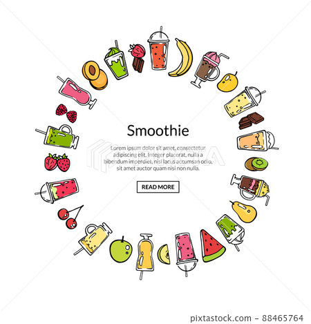 doodle smoothie in circle shape illustration 88465764