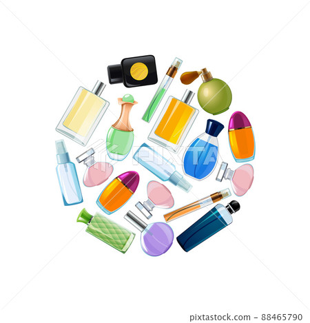 perfume bottles in circle shape illustration perfume bottles in circle shape illustration 88465790