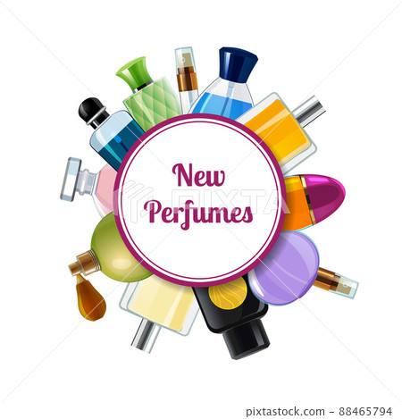 perfume bottles under circle with place for text illustration perfume bottles under circle with place for text illustration 88465794