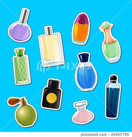 perfume bottles stickers of set illustration 88465799