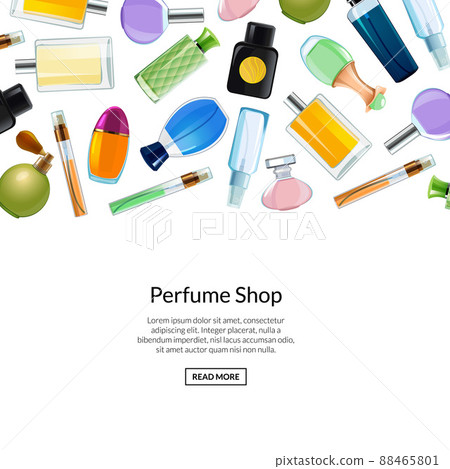 Web banner perfume bottles background illustration Web banner perfume bottles background illustration 88465801