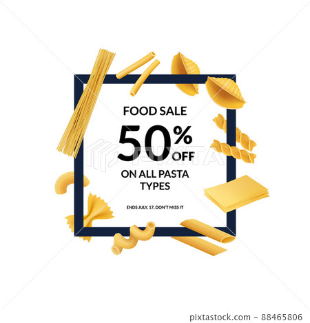 realistic pasta types with place for text illustration realistic pasta types with place for text illustration 88465806