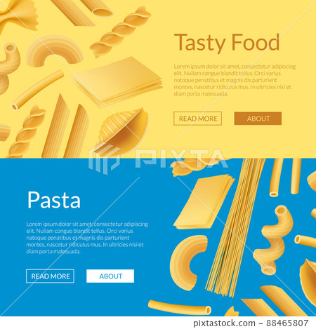 realistic pasta types web banner templates illustration realistic pasta types web banner templates illustration 88465807