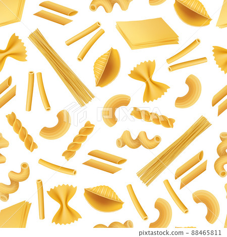 realistic pasta types pattern or background illustration realistic pasta types pattern or background illustration 88465811