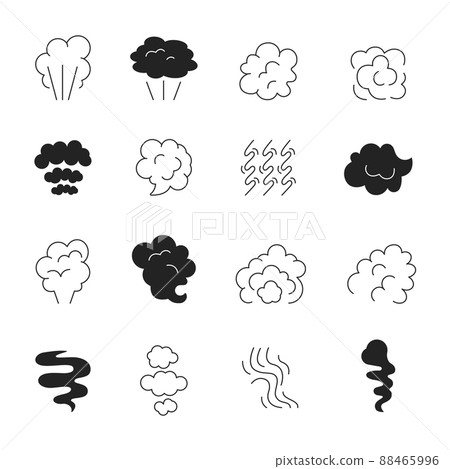 Smoke line icon. Steam smell and smoking clouds stylized symbols silhouette pictures isolated 88465996