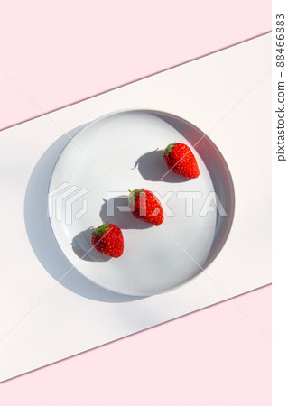 Three side-by-side strawberry wallpaper background material 88466883