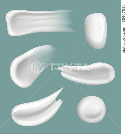 White cream smears. Cosmetic drops and splashes cream moisturizer realistic template White cream smears. Cosmetic drops and splashes cream moisturizer realistic template 88467036