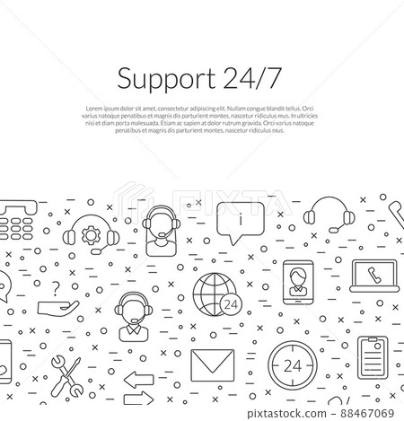 line call support center icons background with place for text illustration line call support center icons background with place for text illustration 88467069