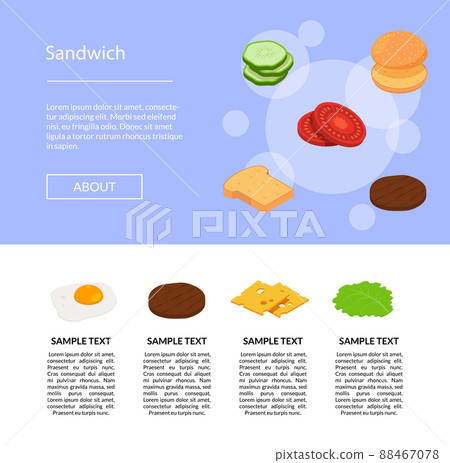 isometric burger ingredients of set isolated 88467078