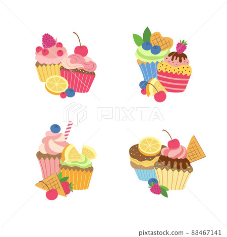 cute cartoon muffins or cupcakes set cute cartoon muffins or cupcakes set 88467141