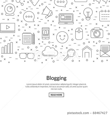 line blog icons background with place for text illustration line blog icons background with place for text illustration 88467427