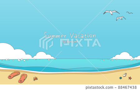 手繪風格的夏日海天圖 橫幅背景 標題背景 88467438