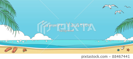 Illustration of summer sea and sky drawn in hand-drawn style Banner background Header background Illustration of summer sea and sky drawn in hand-drawn style Banner background Header background 88467441