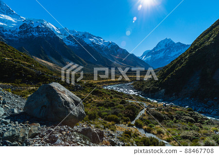 Mount Aoraki seen from the Hooker Valley Track in Aoraki Mount Cook National Park, New Zealand 88467708