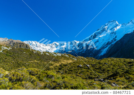 Mount Sefton seen from the Hooker Valley Track in Aoraki Mount Cook National Park, New Zealand Mount Sefton seen from the Hooker Valley Track in Aoraki Mount Cook National Park, New Zealand 88467721