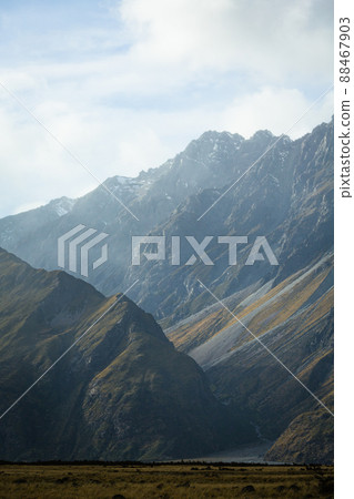 The Nan's Vail in the Southern Alps in front of Aoraki Mount Cook National Park, New Zealand The Nan's Vail in the Southern Alps in front of Aoraki Mount Cook National Park, New Zealand 88467903