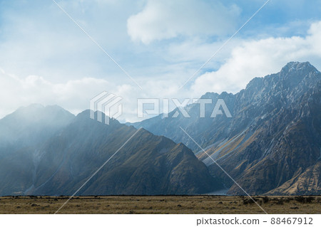 The Nan's Vail in the Southern Alps in front of Aoraki Mount Cook National Park, New Zealand The Nan's Vail in the Southern Alps in front of Aoraki Mount Cook National Park, New Zealand 88467912
