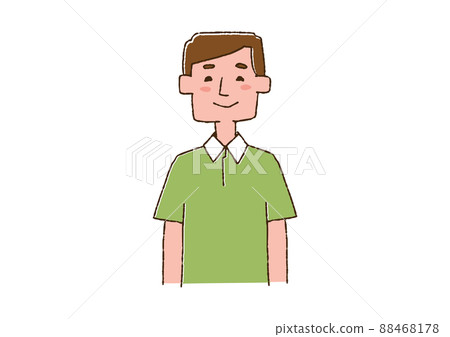 Smiley caregiver (male) comical handwritten... - Stock Illustration ...