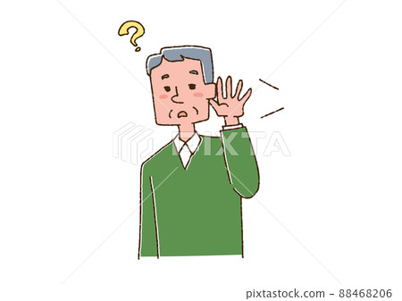 Elderly man who is hard to hear Comical handwritten person Vector, line drawing and color Elderly man who is hard to hear Comical handwritten person Vector, line drawing and color 88468206