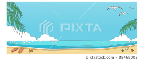 手繪風格的夏日海天圖 橫幅背景 標題背景 88469002