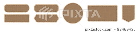 Jute cloth patches, labels from burlap fabric 88469453