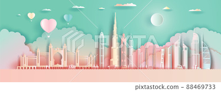 Travel landmarks United Arab Emirates Abu dhabi with colorful Balloons. Travel landmarks United Arab Emirates Abu dhabi with colorful Balloons. 88469733