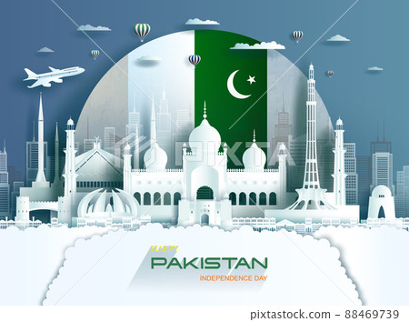 Travel landmarks Pakistan islamabad city with celebration Pakistan independence day. 88469739