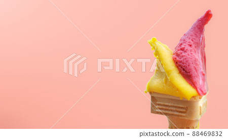 Colorful Ice cream cone close-up.  88469832