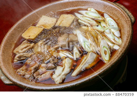 Sukiyaki of duck, one of the typical meat dishes in Japan 88470359
