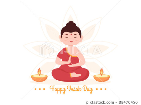 Vesak Day Celebration with Temple Silhouette, Lotus Flower Decoration, Lantern or Buddha Person in Flat Cartoon Background Illustration for Greeting Card Vesak Day Celebration with Temple Silhouette, Lotus Flower Decoration, Lantern or Buddha Person in Flat Cartoon Background Illustration for Greeting Card 88470450