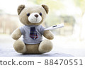 Teddy bears using a thermometer to measure body temperature. Healthy concept. 88470551
