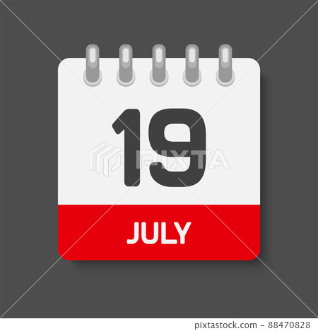 Icon day date 19 July, template calendar page 88470828