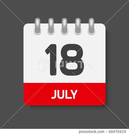 Icon day date 18 July, template calendar page 88470829